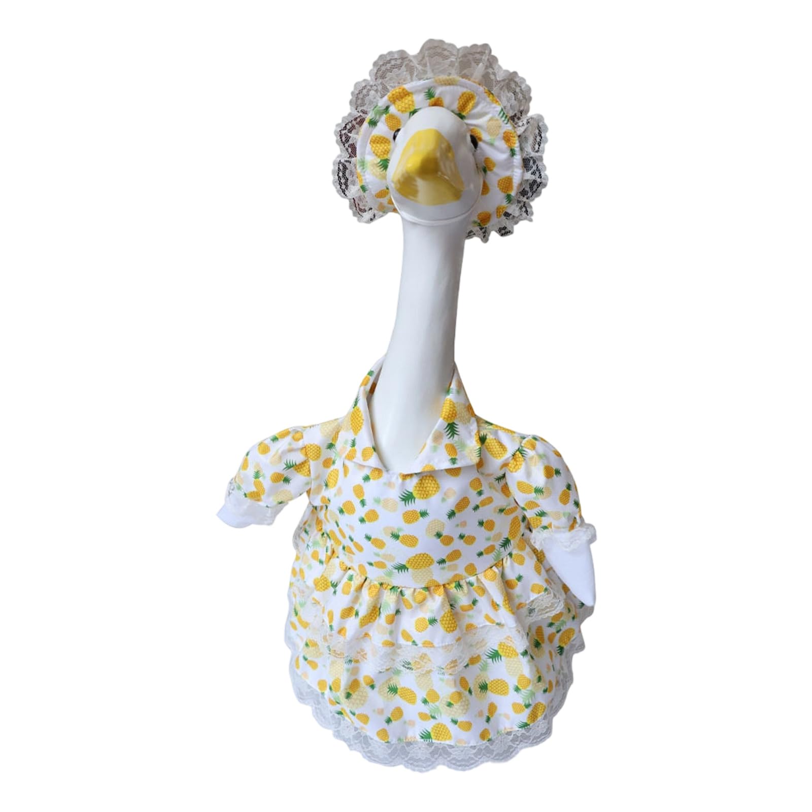 Msioytog Yellow Pineapple Lovely Spring Themed Geese Outfit Garden Statue Summers Clothes Geese Flower Dress For Porch Or Yard Decoration Lawns Patio Decoration