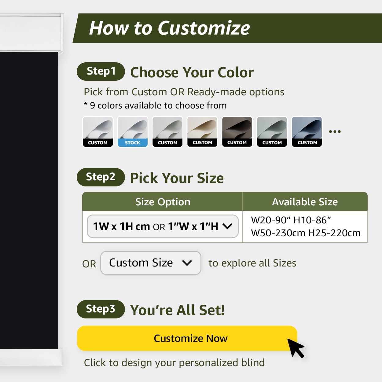 FOIRESOFT Cordless Custom Blackout Roller Shades [Nouvelle, White, W 34 x H 48 inch] Room Darkening Block Sunlight, Thermal Insulated Windows Blinds for Day and Night Privacy