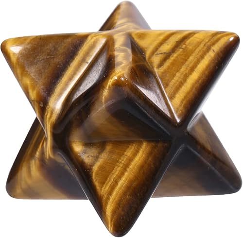 Miniatura 2 de Ojo de tigre natural Merkaba Protección de cristal Sagrado Meditación Generador de energía Curación Chakra Estrella de seis puntas 1 pulgada