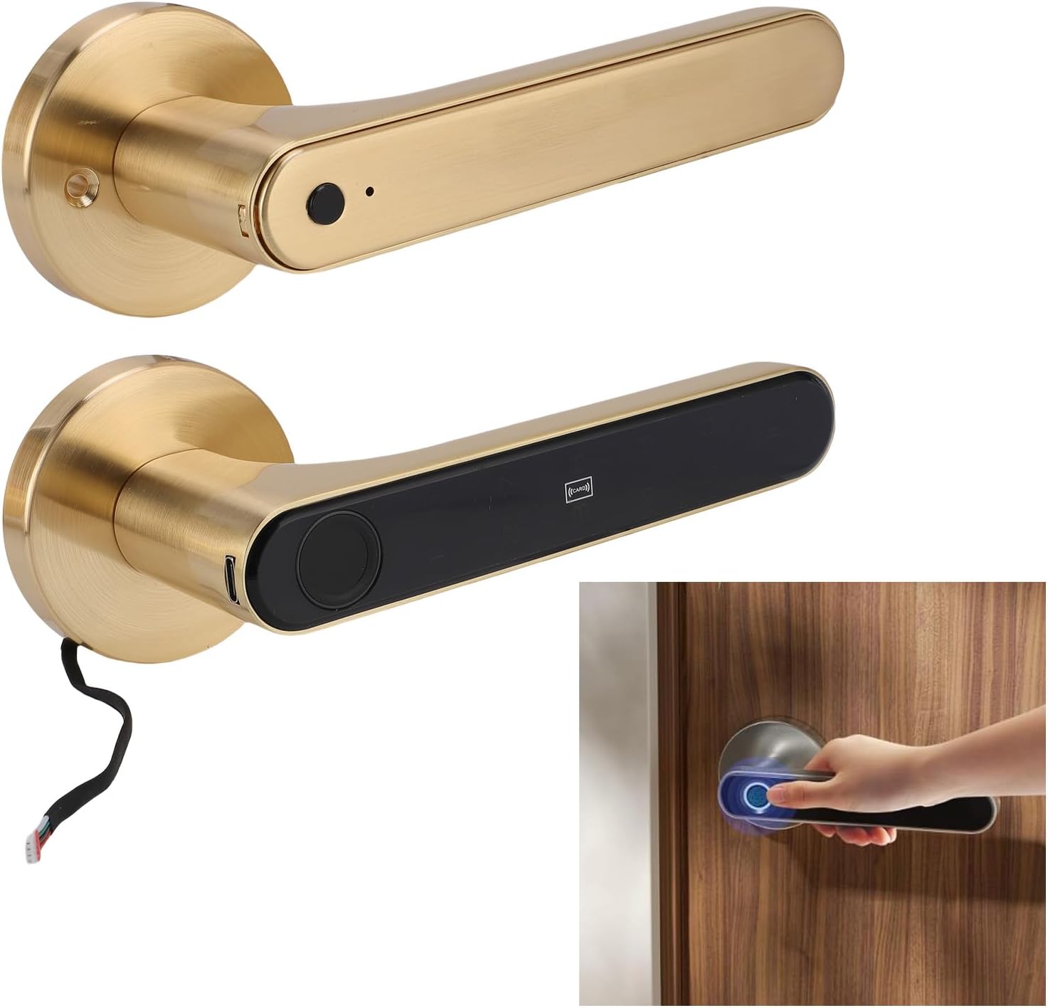 Fingerprint Door Entry Lock, 5 in 1 Smart Multi Function with Fingerprint Password IC Card, Tuya App Key Unlocking for Home Hotel Office