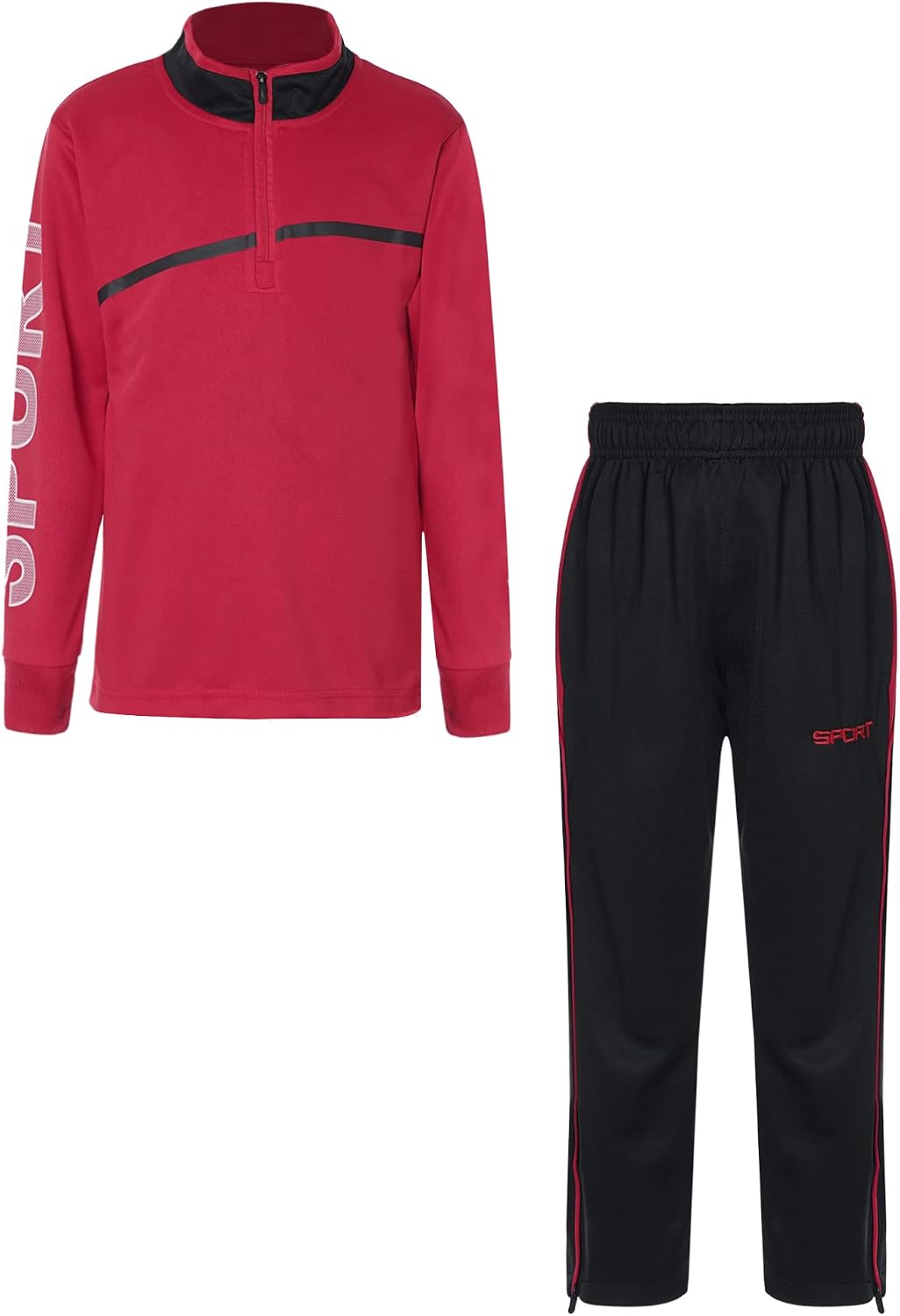 Yhong Kids Boys Two Piece Football Athletic Tracksuit Zipper Stand Collar Letter Print Jacket Coat and Sweatpants Set