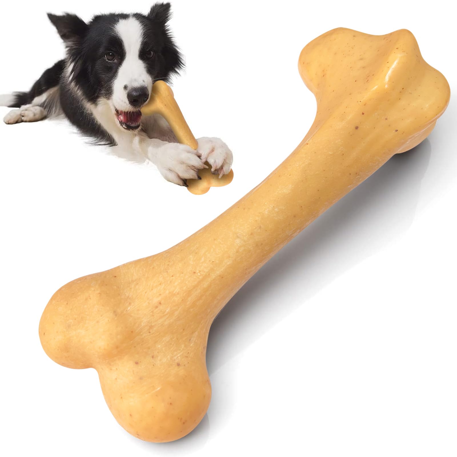 UXVA Indestructible Dog Toy for Aggressive Chewers, Nylon Chew Toy for Medium and Large Dogs, Durable Teething Toys for Puppies, Chicken Flavor