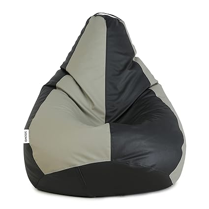 Amazon Brand - Solimo Classic XXL Bean Bag Cover (Without Beans) - Black And Grey