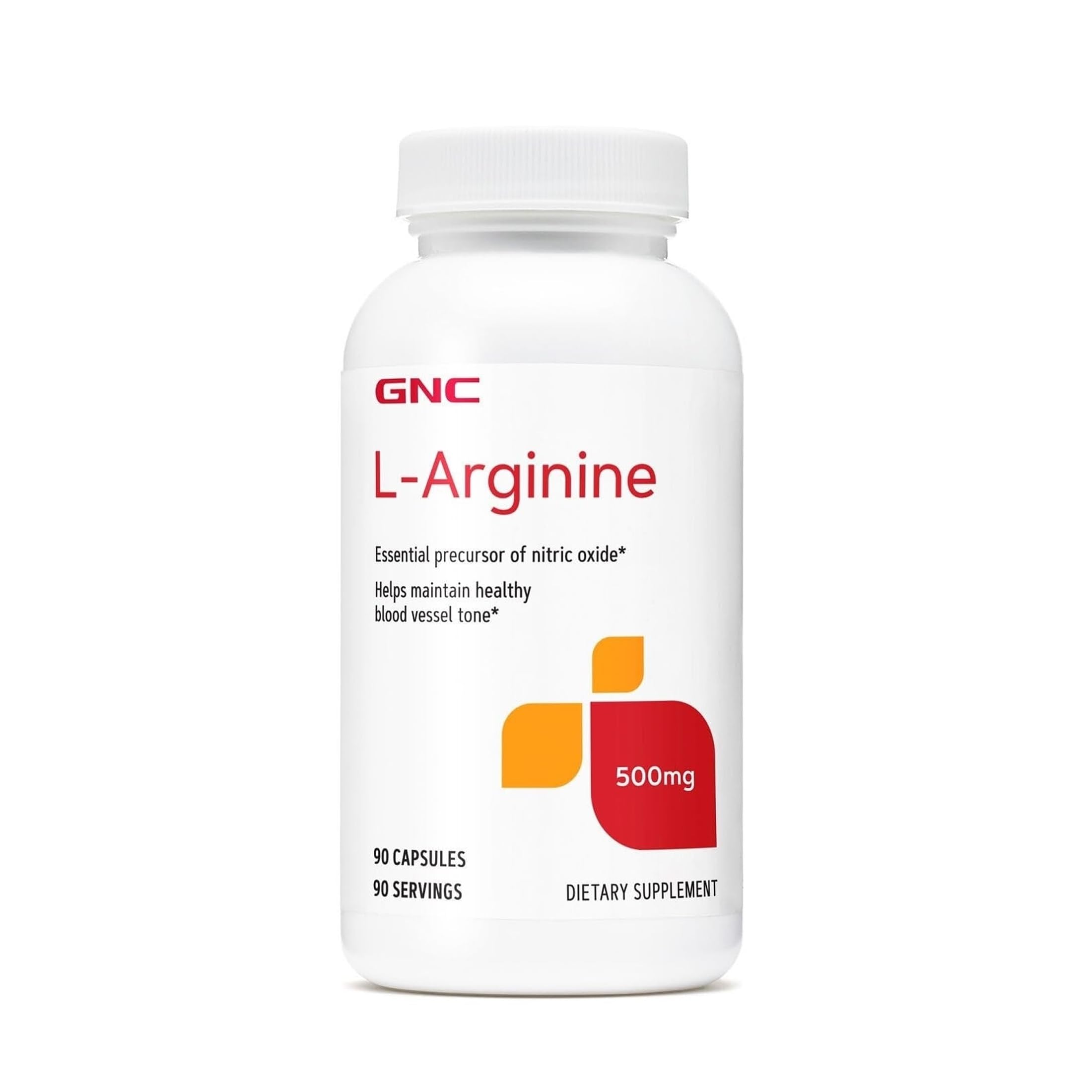 GNC L Arginine 500mg, Supports Healthy Blood Vessel Tone, 90 Servings 90 Count (Pack of 1)