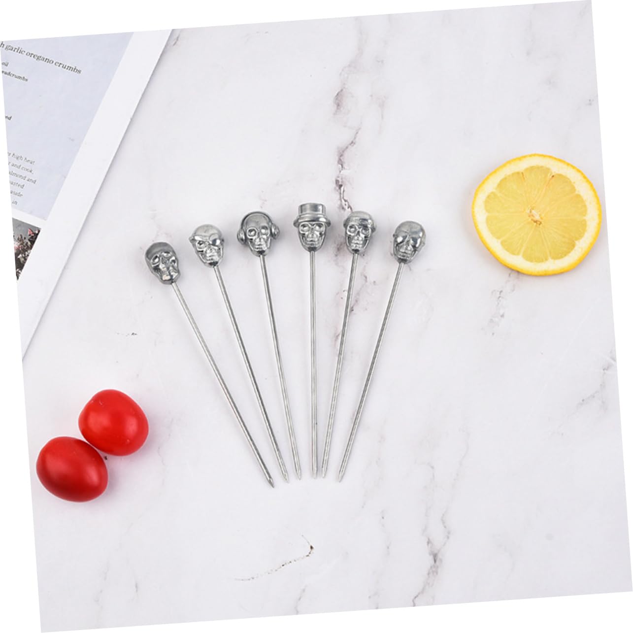 TOPBATHY 20 Pz a Forma di Teschio Caffe coffet Banchetto Dulac comode Raccolte di Frutta Olive Martini Cibo stuzzicadenti Plettri in Acciaio Inossidabile Alimentari