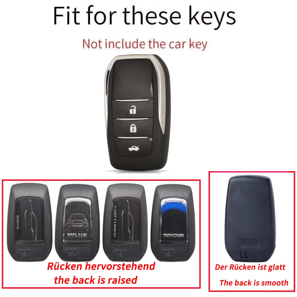 OFF WE GO Custodia Chiave Cover Chiave Guscio Chiavi per Toyota RAV4 Yaris Aygo Auris Avensis Arten Highlander Fortuner Tundra Coprichiave Macchina TPU Copri Chiavi Telecomando Portachiavi,Argento Blu