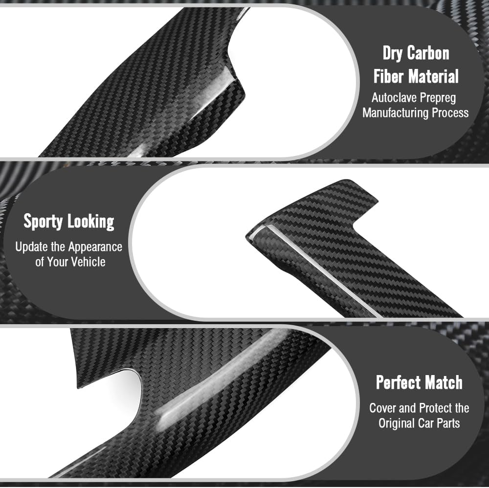 Real Carbon Fiber Center Control Dashboard Panel Trim for VW Golf MK8.5 GTI Golf R 2024 2025 Center Console Strips (Glossy Carbon Fiber)