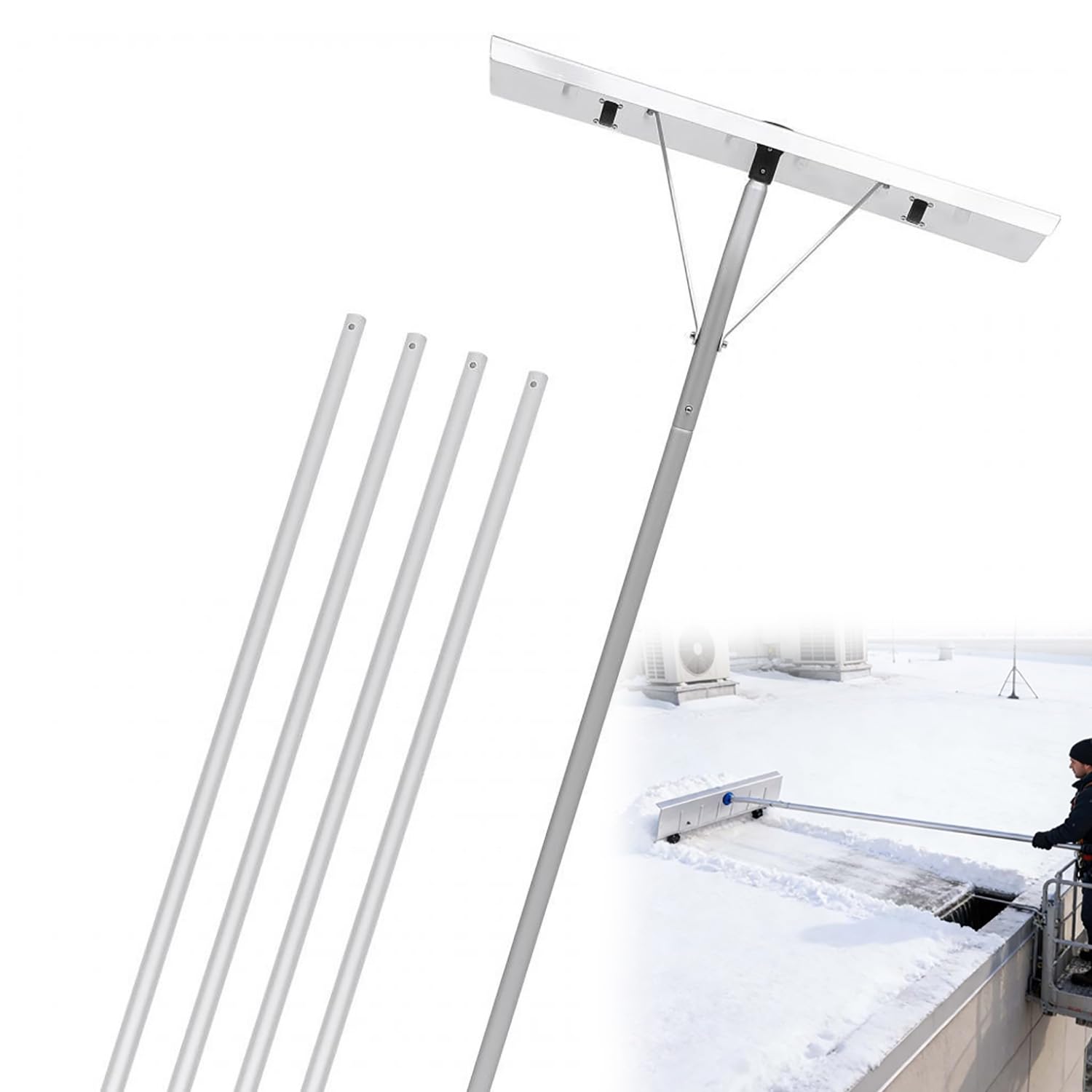 Odśnieżarka, regulowana, 4,8 – 3,9 m, lekkie aluminiowe urządzenie do odśnieżania, z dwoma kółkami odpornymi na zimno, narzędzie do odśnieżania, do domu, samochodu, podwórza, odśnieżanie bez zarysowań