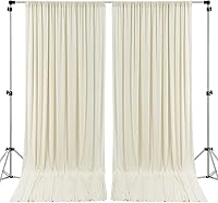 AK Trading 10x10 ft IFR Fire Retardant Polyester Backdrop Drapes Curtains Panels - Ivory Wedding Party Event Decor, 4" Rod Pockets