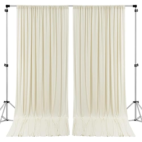 AK Trading CO. 10 feet x 10 feet IFR Polyester Backdrop Drapes Curtains Panels with 4" Rod Pockets (Rod Not Included) - Wedding Ceremony Party Home Window Decorations - Ivory