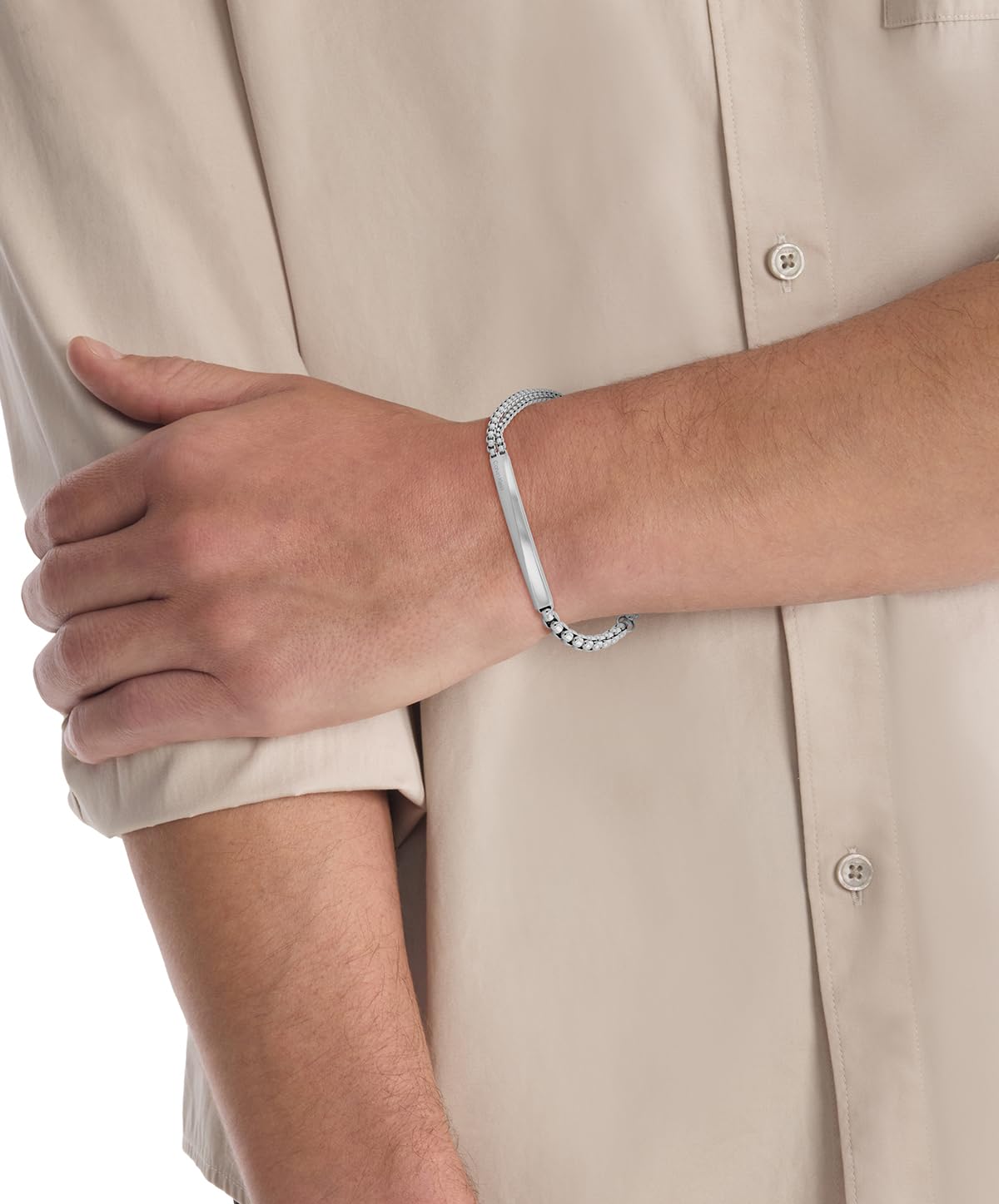 Calvin Klein Bracciale con Catene Multiple da Uomo Collezione ICONIC ID in Acciaio Inossidabile - 35100058, Silver