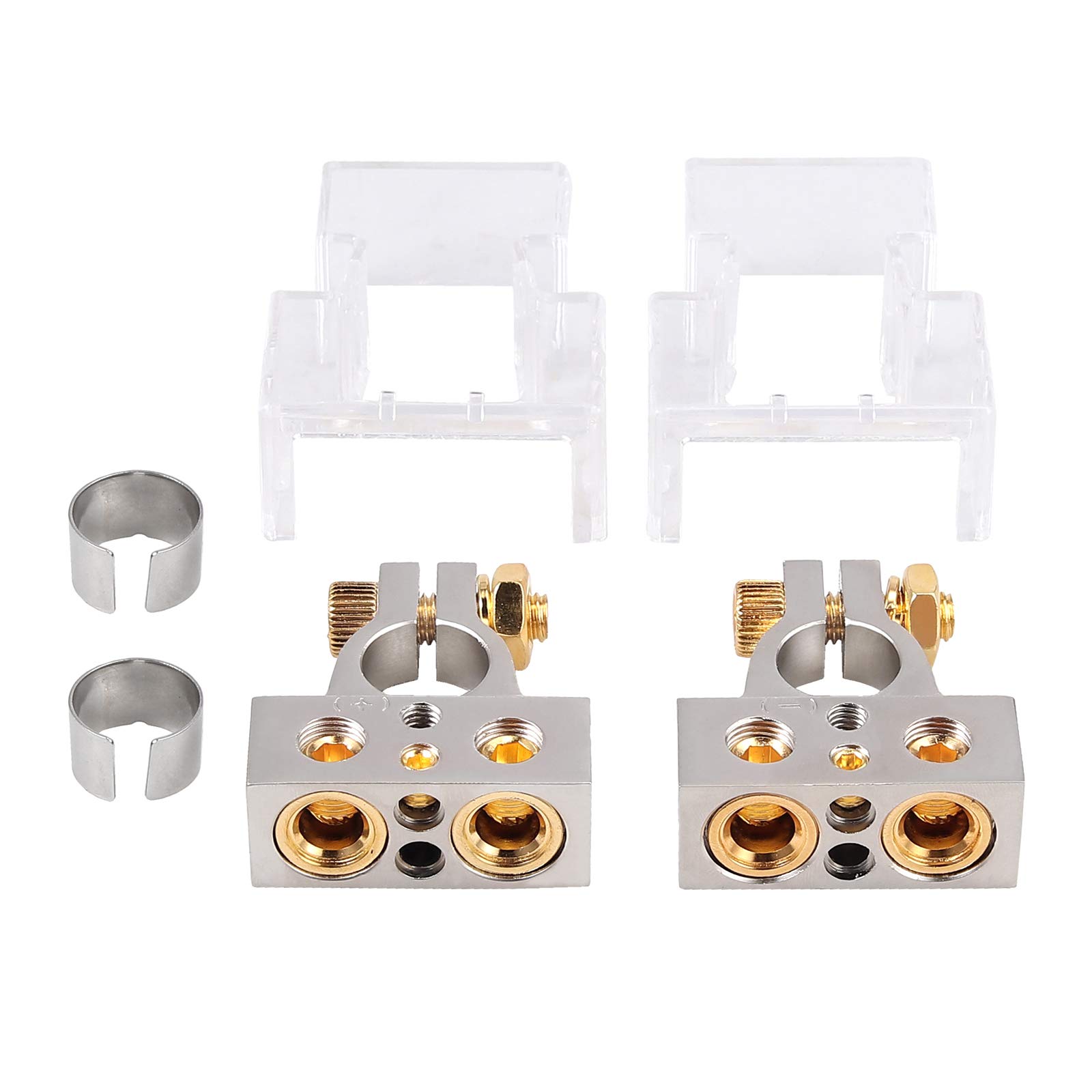 eSynic 2PCs Waterproof Car Battery Terminals 0/4/8/10 Gauge AWG Heavy