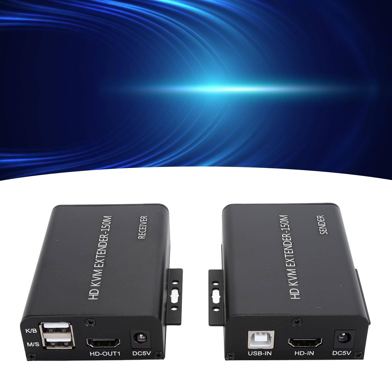 Rallonge USB HDMI KVM sur Un Seul Câble Ethernet Cat5e/6 jusqu'à 150 M, Rallonge KVM HD 1080P, émetteur-récepteur D'extension Ethernet pour Contrôle du Clavier et de la Souris