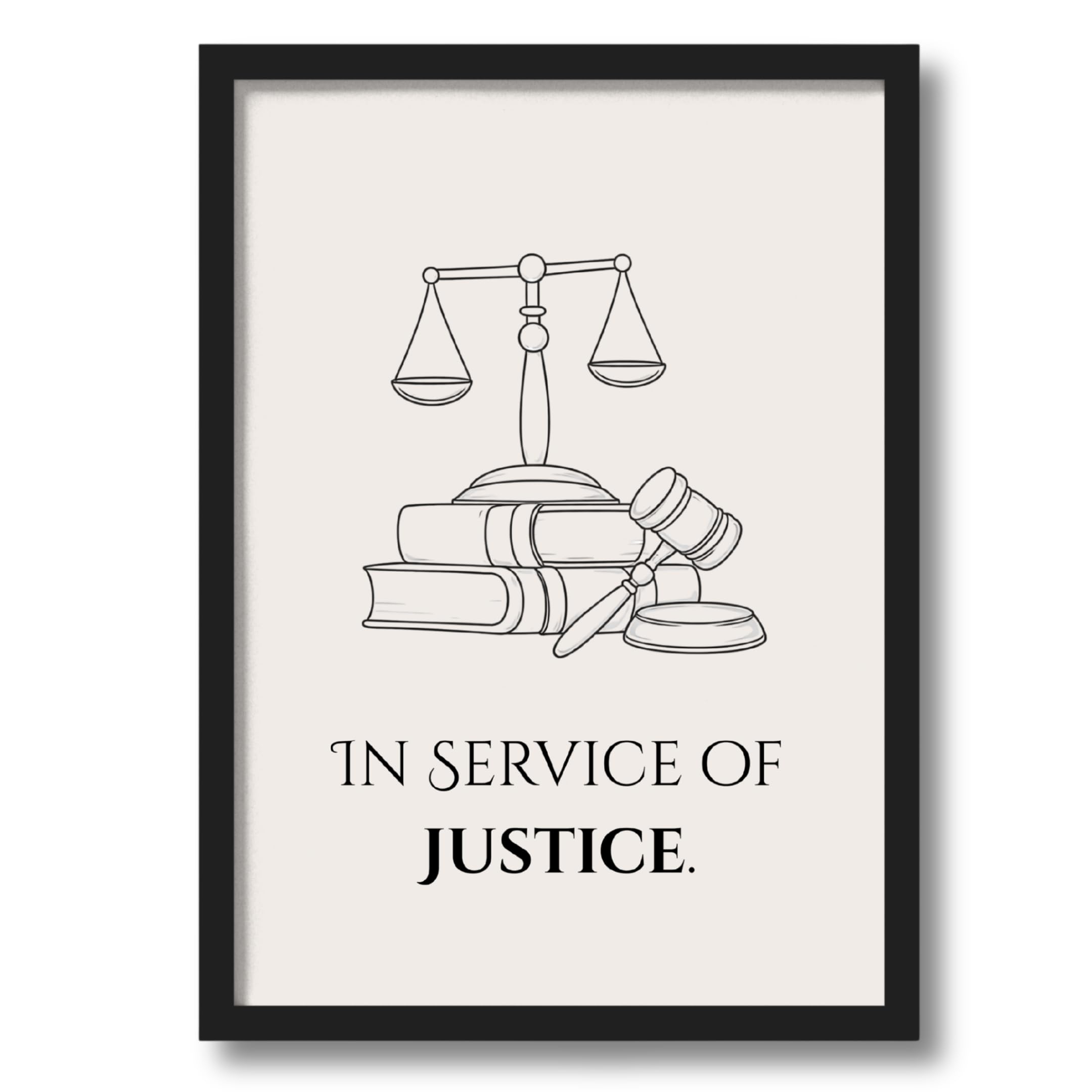 ArtAction Lawyer Quotes Wall Frame Poster | In Service of Justice Art for Office, Study Room | A4 Size | Framed Advocate Poster | Aesthetic Legal Decor Gift for Law Students, Attorneys & Judges