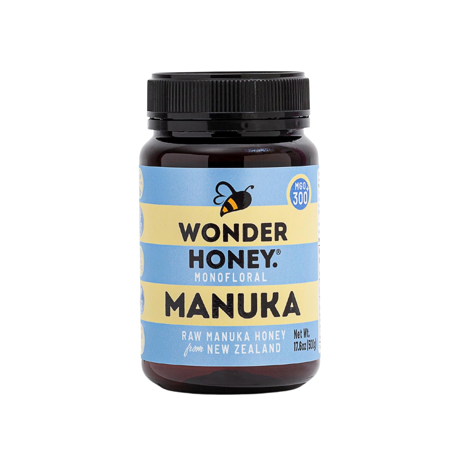 Wonder Honey Raw Manuka Honey New Zealand MGO300 (10+) Tested for 26 Markers, Traceable, Natural Soothing for Sore Throat, Cough - Aids Digestion - Triple Sealed for safety in a Protective Box (500g)