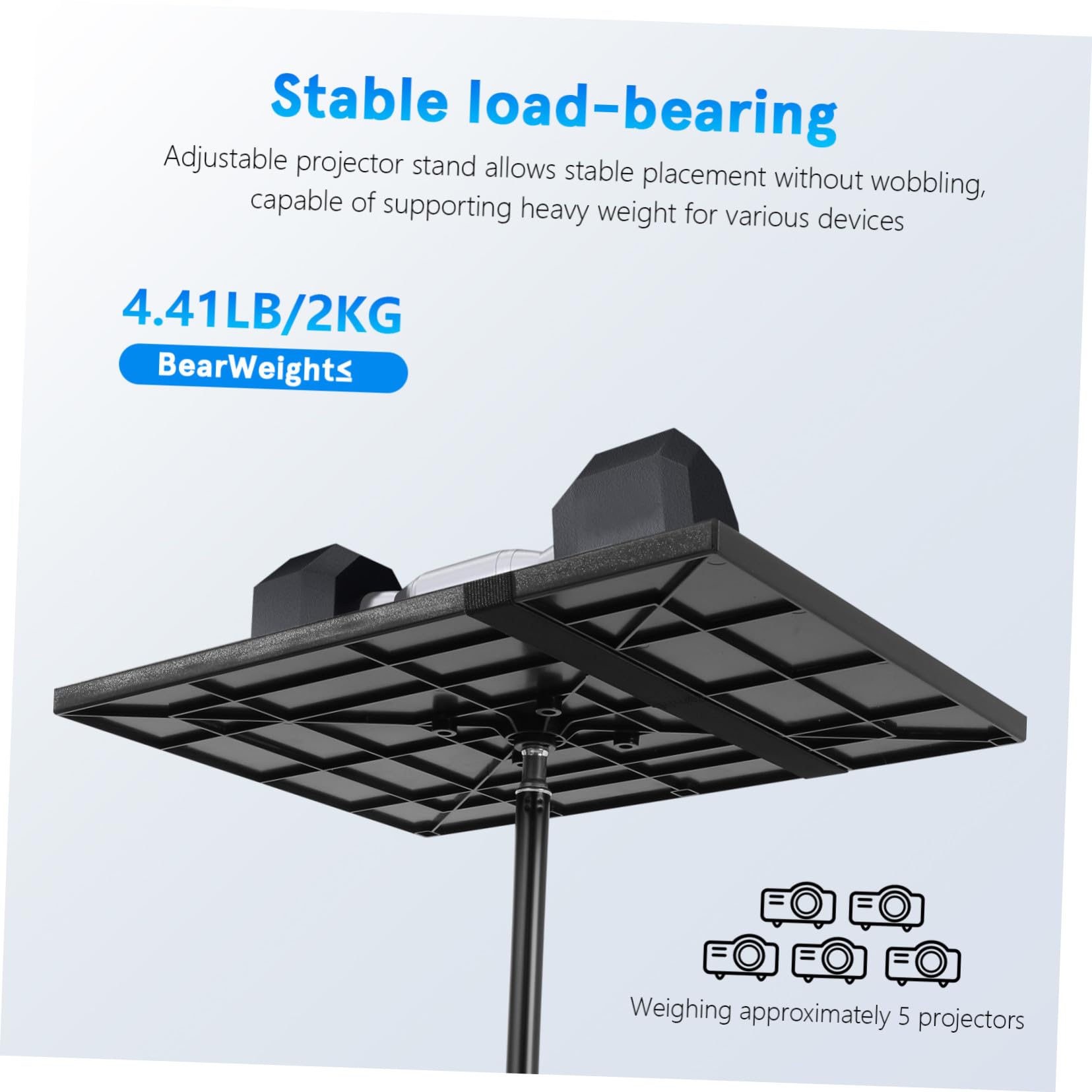 NUOBESTY Supporto per Proiettore Vassoio Regolabile in Metallo e Plastica, Altezza Massima 120 Cm, Leggero e Portatile per Sala Spettacoli, Streaming e Casa