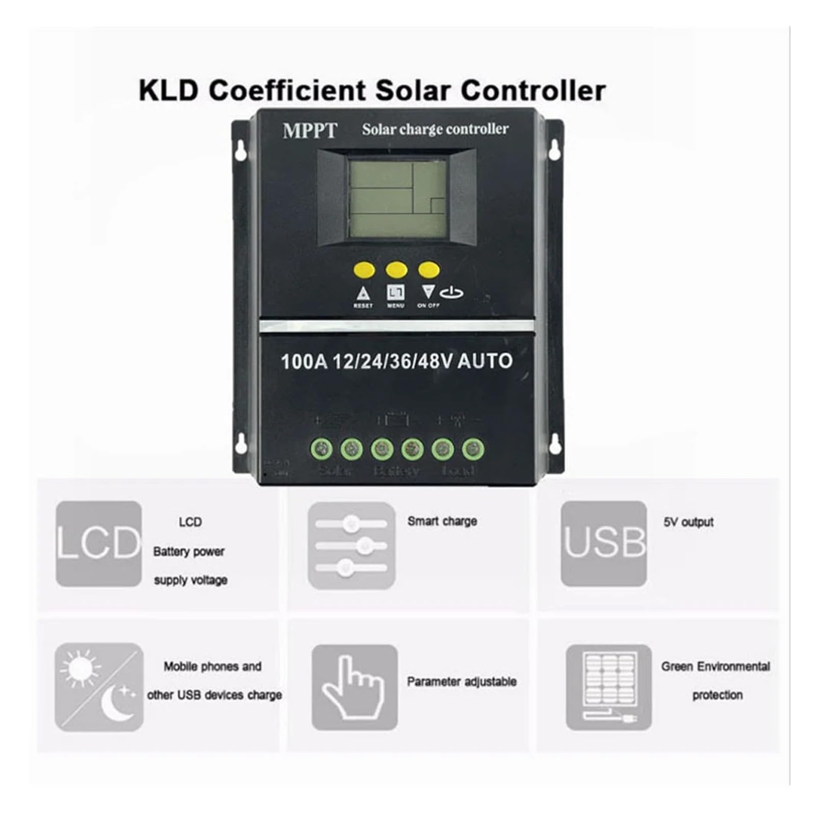 Regolatore di Carica Pannello Solare, Regolatore di Carica Solare 100A/80A/60A MPPT/PWM 12V/24V/36V/48V Strumenti di Controllo Automatico Caricabatteria Solare fotovoltaico(100A)