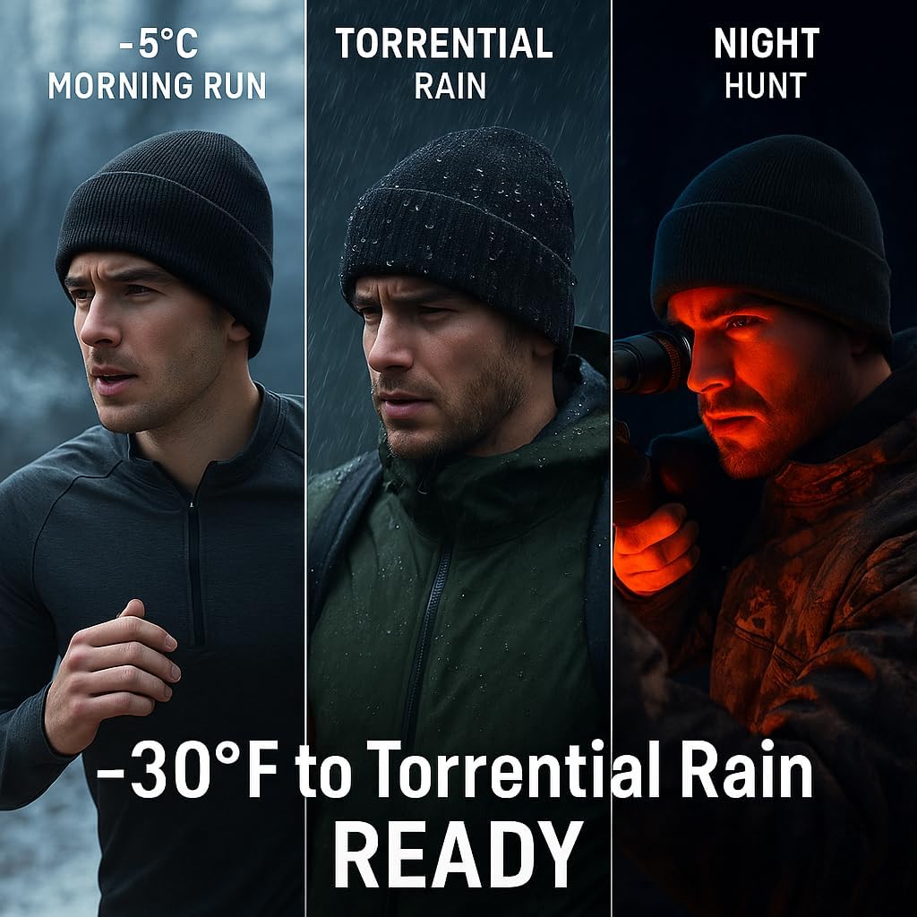 Oversize L/XL/XXL Beanie Hat for Big Heads - Waterproof Merino Wool Blend Beanie Fleece Lined Hat for All-Weather Winter Warm - Image 5