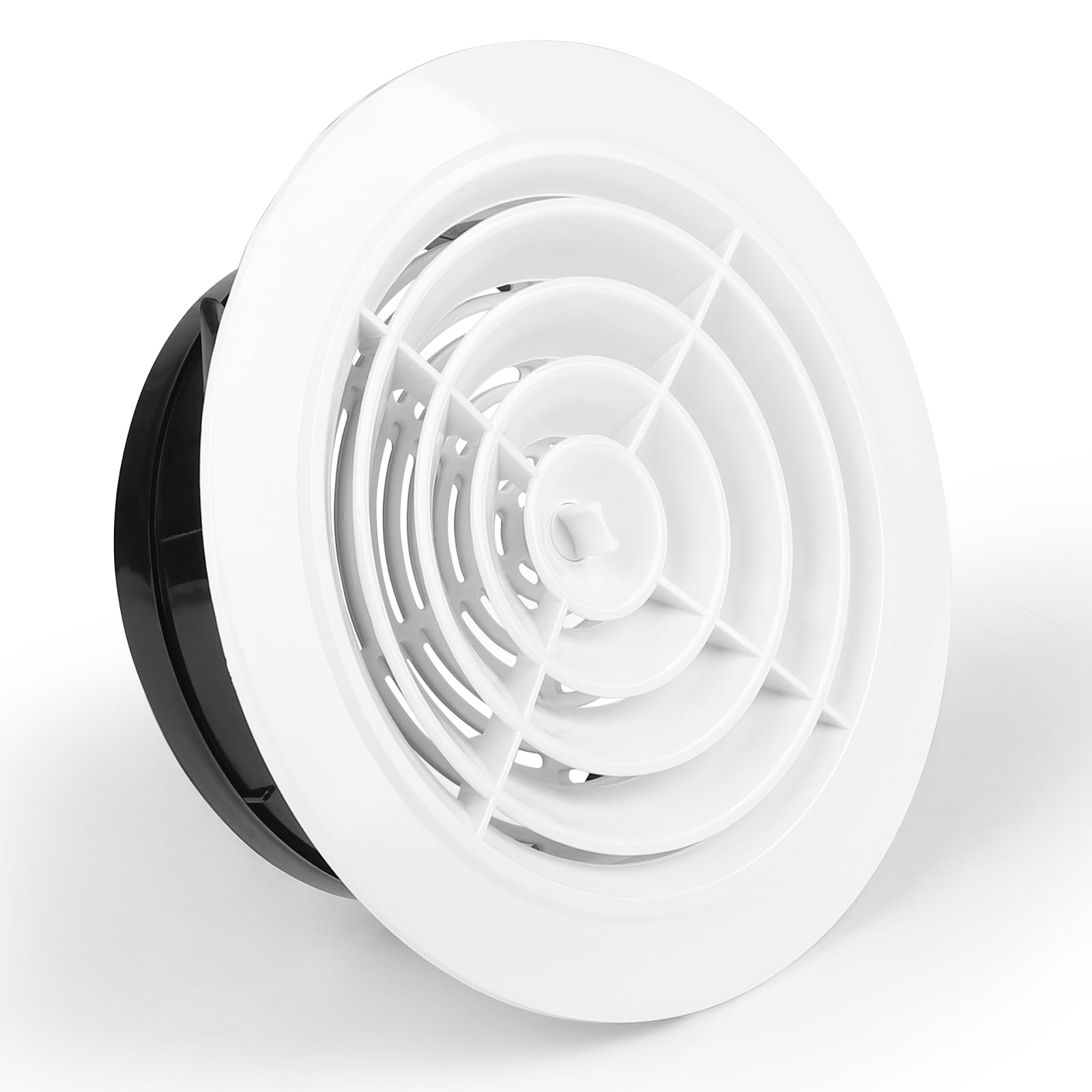 LALAGO 1 x Round Disc Valve with Insect Protection, 150 mm, Round Ventilation Grille, White ABS, Creatable Ventilation Grille