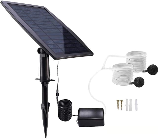 Esenlong Solar Powered Air Pump, Solar Powered Oxygenator Aerator Air Pump, 3 Working Modes Water Oxygen Pump for Outdoor Pool Pond Fish Tank Garden