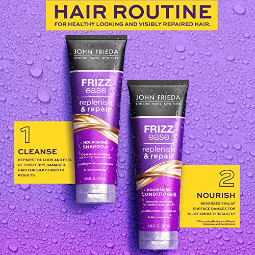 John Frieda Anti Frizz Shampoo With Argan Oil And Coconut Oil For Damage And Frizz, Paraben Free, Phthalate Free, Cruelty Free, Vegan Friendly  8.45 Oz Bottle #TOP5