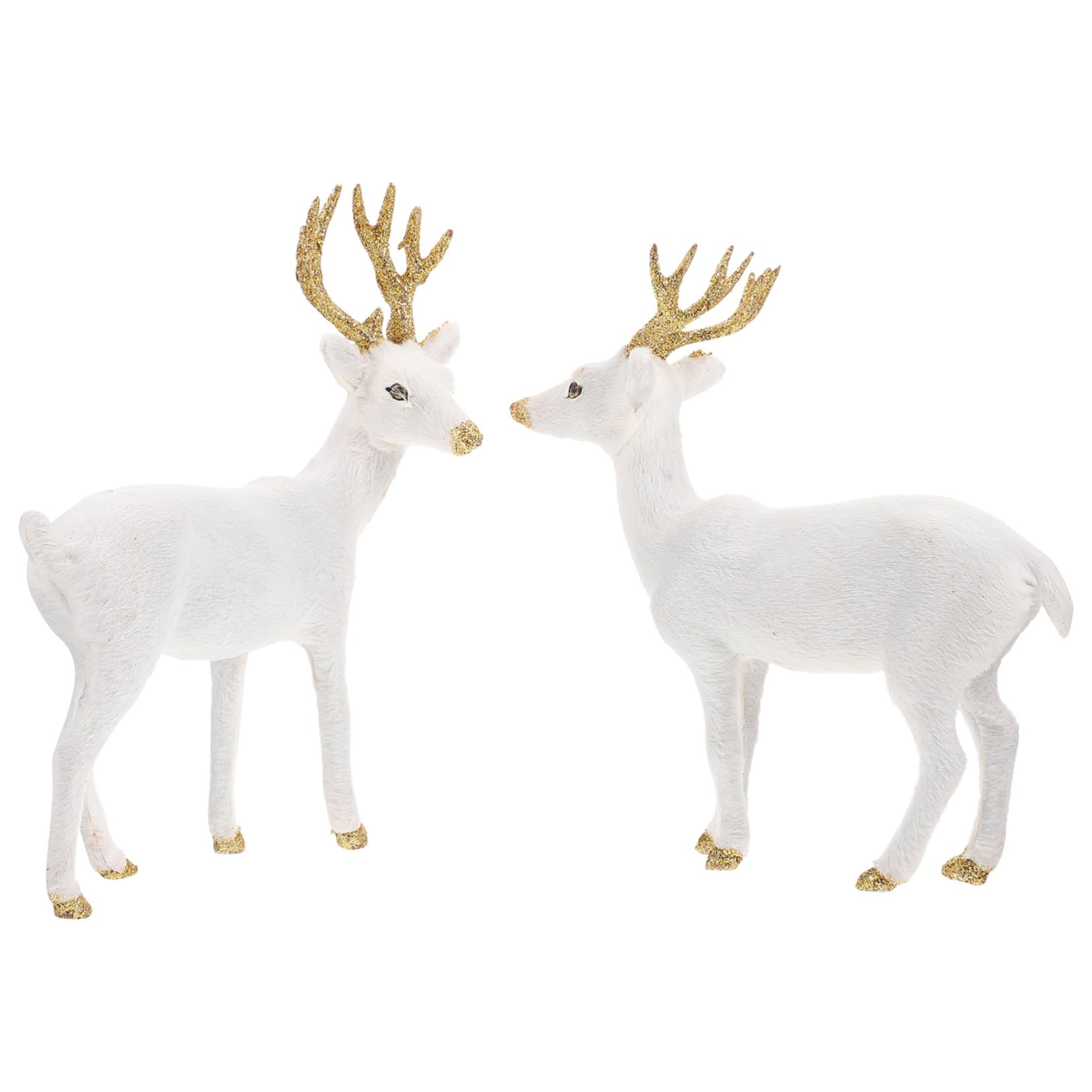 Cerf blanc en résine x2 déco Noël de table salon