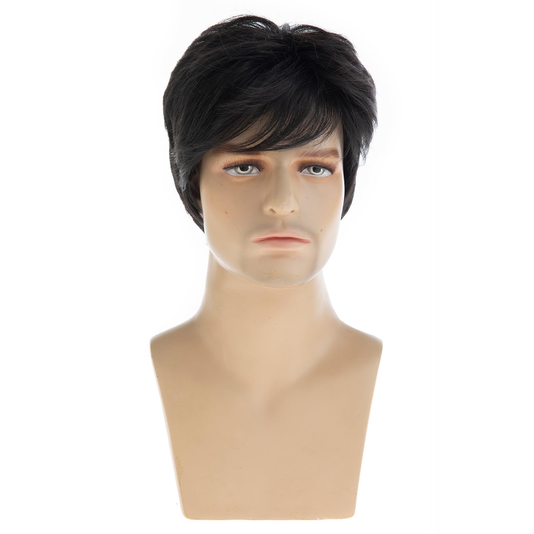 Photo 1 of Baruisi Men's Short Layered Straight Black Wig