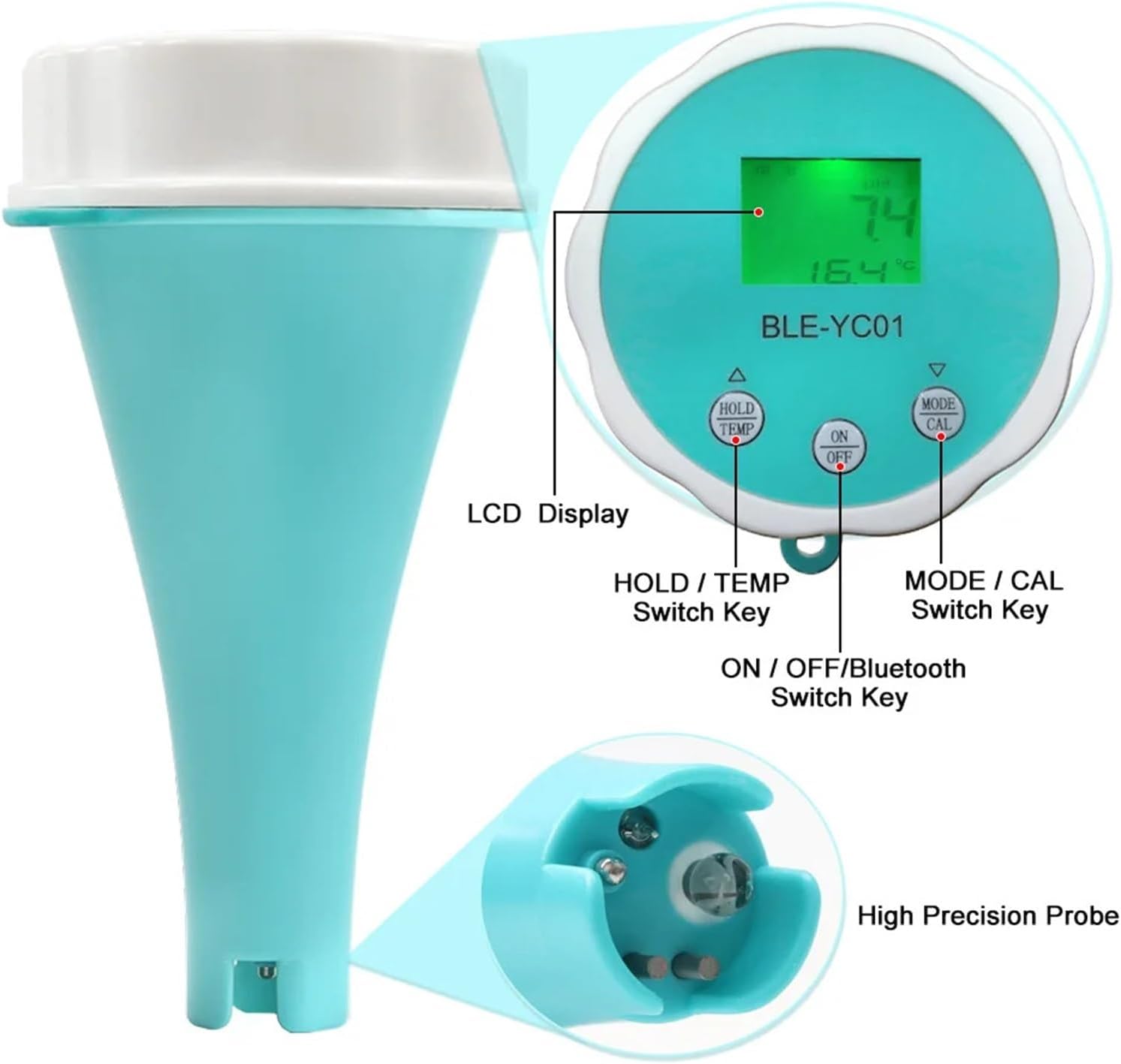 6 in 1 Swimming Pool Water Quality Detector PH EC TDS ORP Temperature Calibrat Chlorine BT APP Online Monitor Water Tester