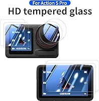 Vista 4 de Cubierta de silicona para cámara Tapa de lente Juego de película templada Cámara deportiva Funda protectora Accesorios para DJI Action 5pro/4/3