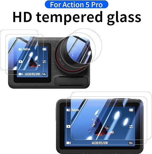 Miniatura 4 de Cubierta de silicona para cámara Tapa de lente Juego de película templada Cámara deportiva Funda protectora Accesorios para DJI Action 5pro43