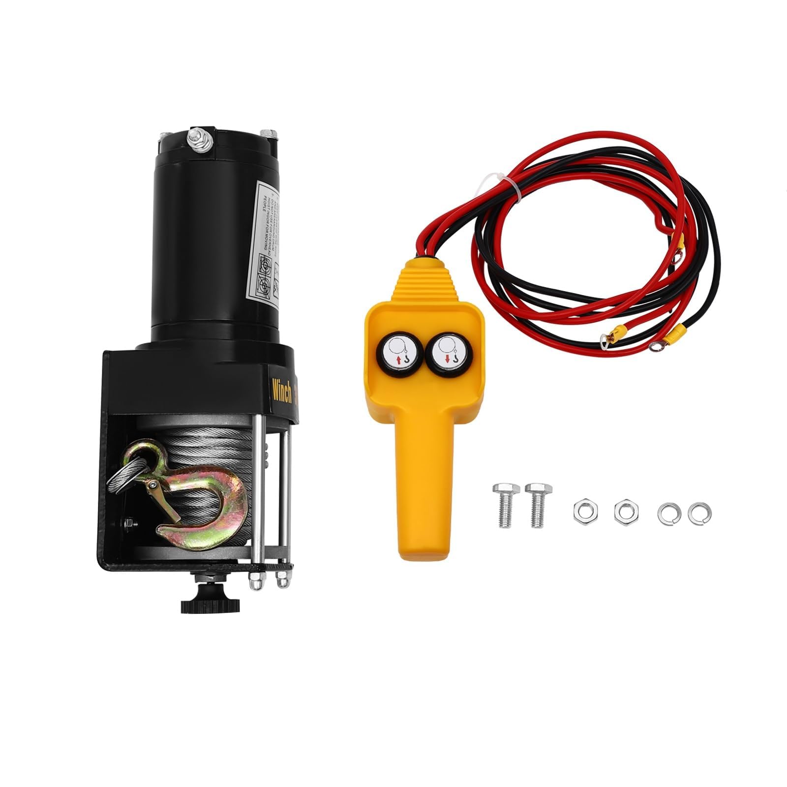 Cabrestante eléctrico con mando a distancia por cable, 12 V, cabrestante eléctrico, polea de polea, cabrestante eléctrico, cabrestante de motor, 3000 lbs/1360,78 kg, para ATVs UTVs camiones,