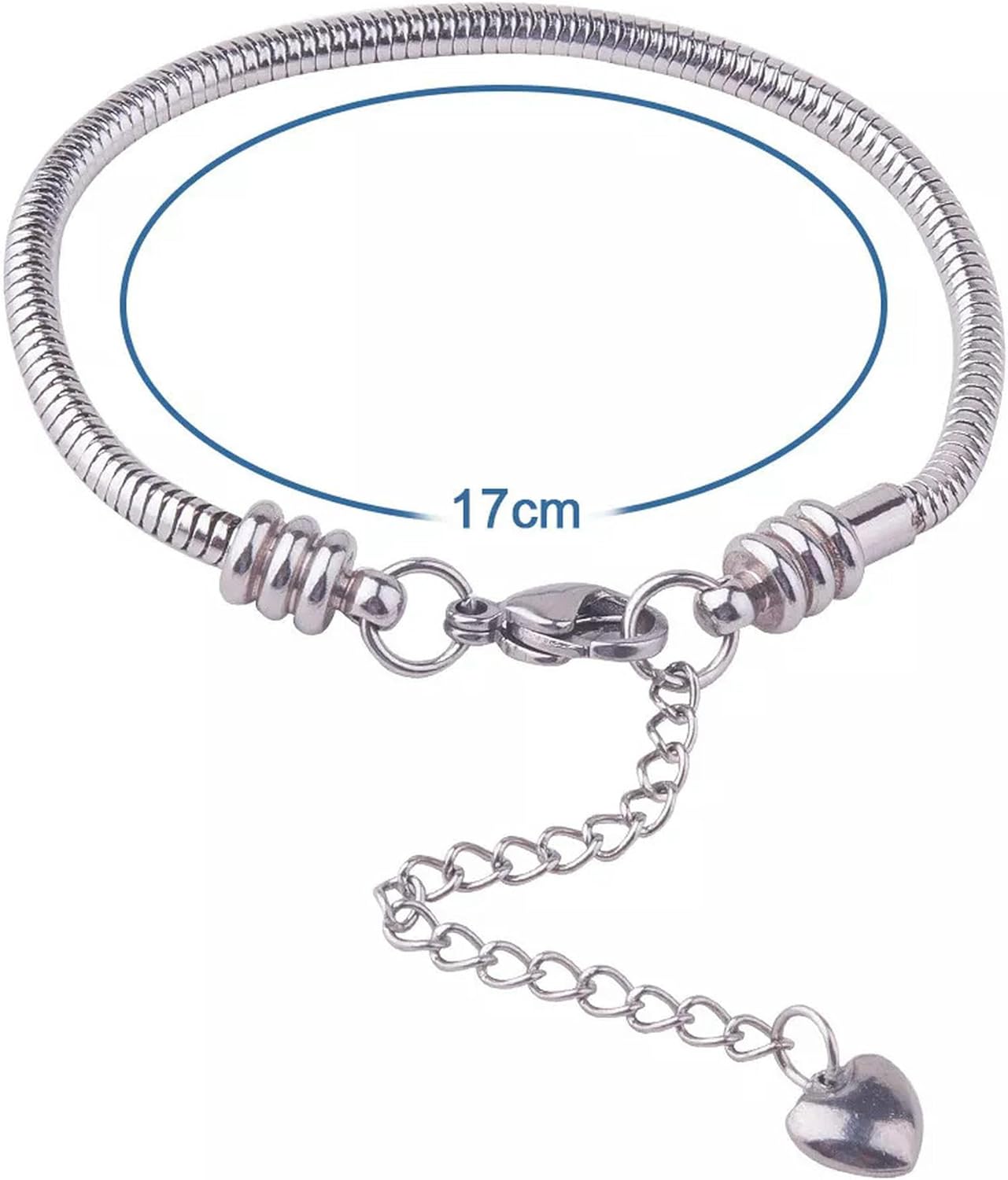 10strands Stainless Steel Bracelet Snake Chains Fit Beads 17cm