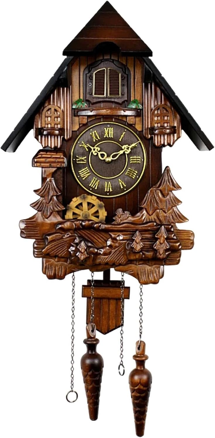 Wall Clock,Cuckoo Clocks,Cuckoo Clocks for Wall,Handcrafted Wall Clock Home Decor Cuckoo Clock Solid Wood Carvings of Trees Clock Wall Decor Brown Decor Home Decor Office Decor