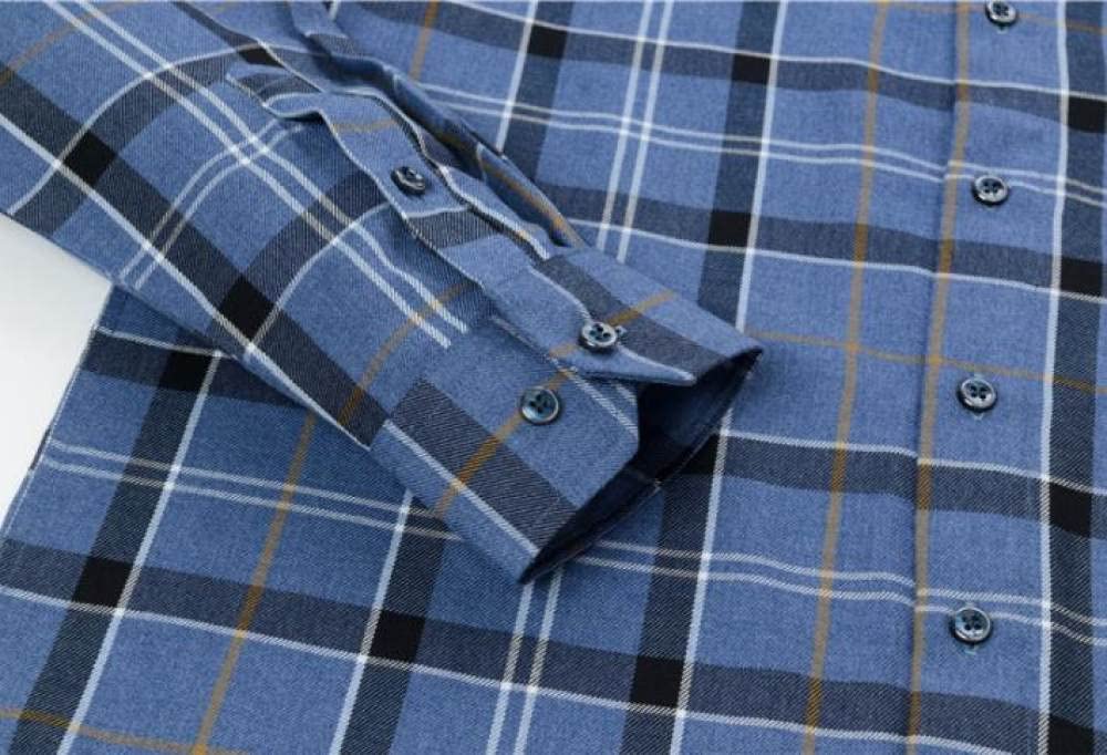 HGJH Herren Hemden, Herren Langarm Flanellhemd Thermohemd Gitter Blau Baumwollhemd Herren Regular Fit Holzfäller Bequem Karierte Hemdjacke Lässiges Arbeitshemd Für Herren Jungen
