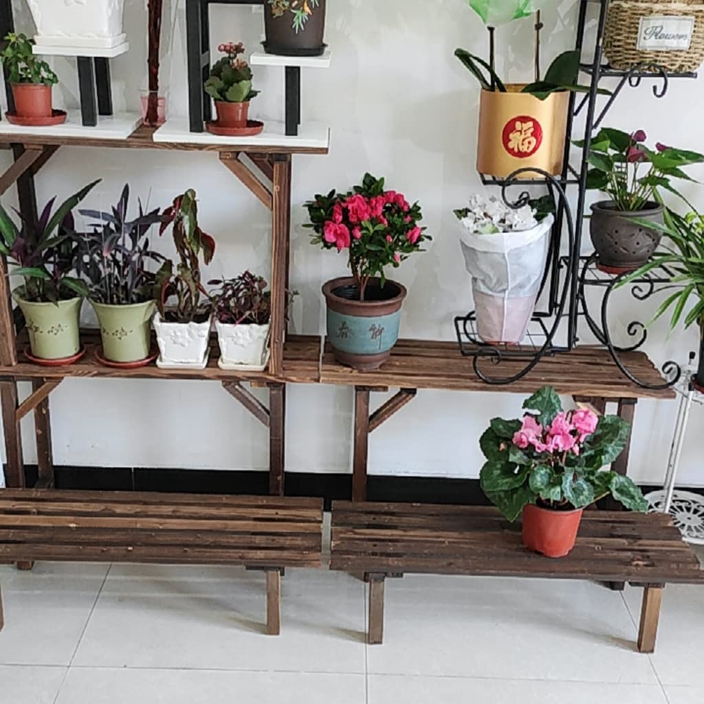 Vaso da fiori in legno da balcone da giardino con supporto per piante grasse, multistrato, fioriere e accessori per fioriere da giardino all'aperto, grande capacità e design a gradini