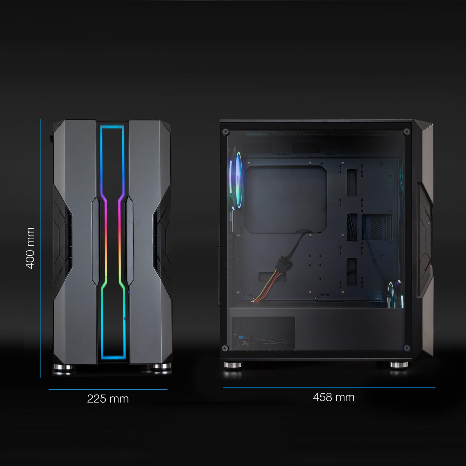 TOOQ TQGCC103-B - “NIGHTCITY” Caja Semitorre Gaming EATX/ATX/Micro-ATX/Mini-ITX, Cristal Templado, Panel Frontal con LED ARGB, Color Negro
