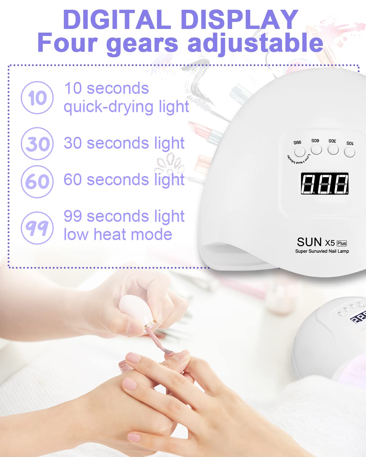Lampara LED Uñas 168W Secador de Uñas UV Profesional con Sensor Automatico 4 Temporizadores