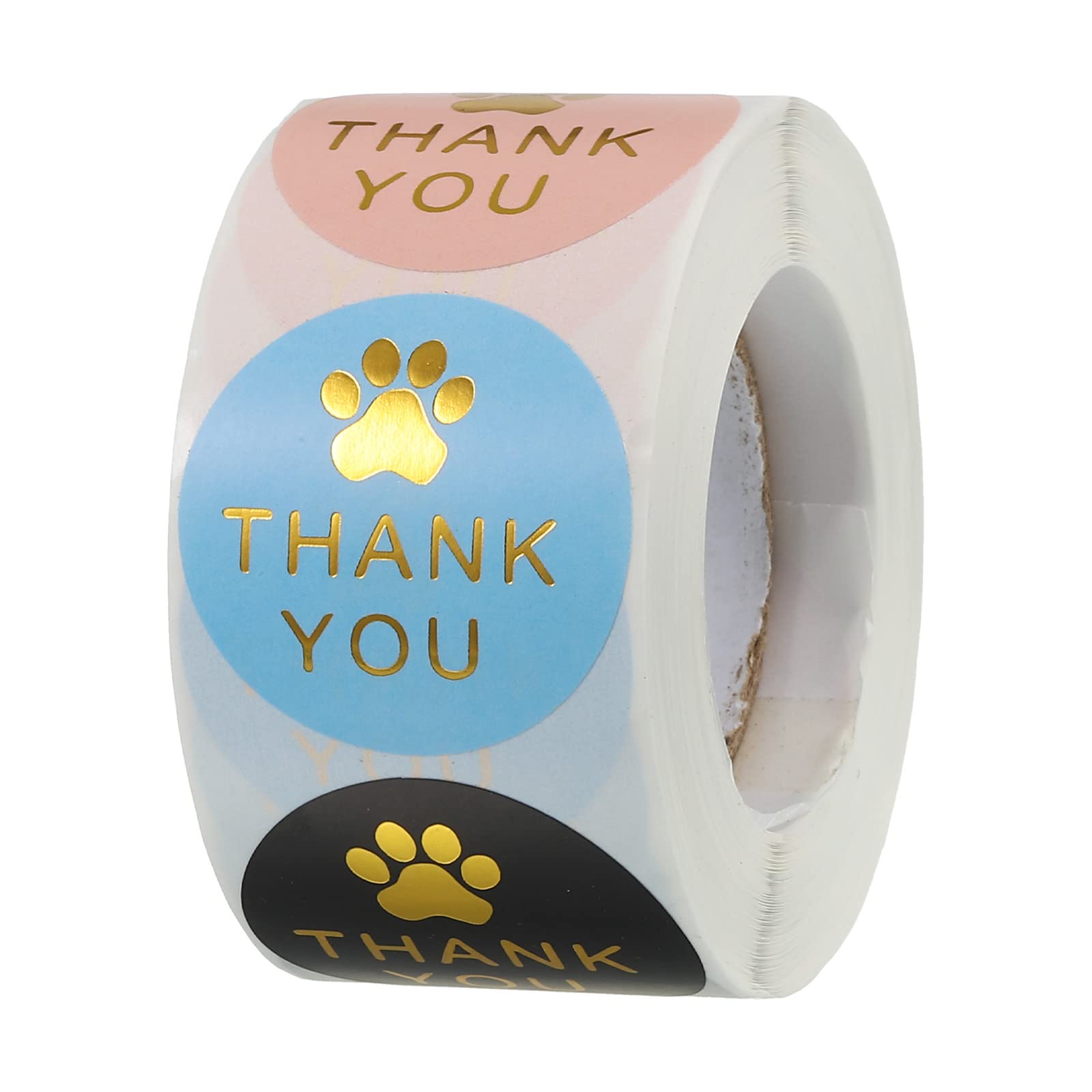 sourcing map 1 Roll Paw Print Thank You Labels 1.5 Inch Adhesive Gold Dog Paw Tags for Greeting Card, DIY, Business, 500 Count/Roll