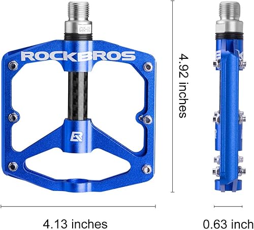 Miniatura 6 de Rock BROS - Pedales de bicicleta de montaña, pedales planos 916, pedales ligeros de fibra de carbono sellados, pedales planos para MTB