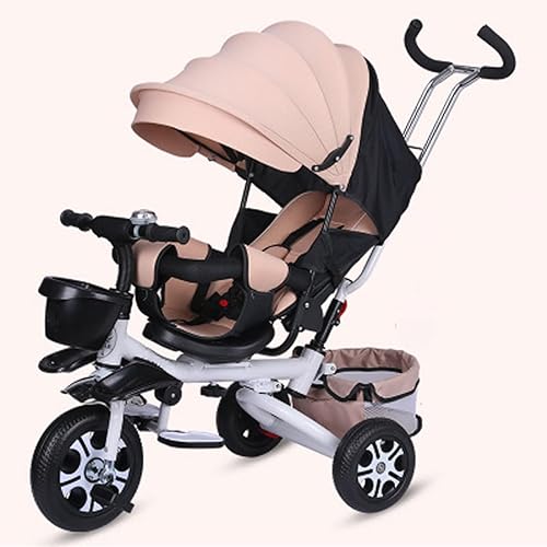Miniatura 9 de Triciclo para niños, triciclo para niños de 1 a 6 años, triciclo 4 en 1, triciclo plegable para niños con asa de empuje, toldo extraíble, asiento