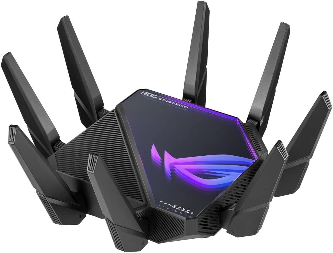 ROG Rapture WiFi 6E Gaming Router (GT-AXE16000) - Quad-Band, 6 GHz Ready, Dual 10G Ports, 2.5G WAN Port, AiMesh Support, Triple-Level Game Acceleration - Black