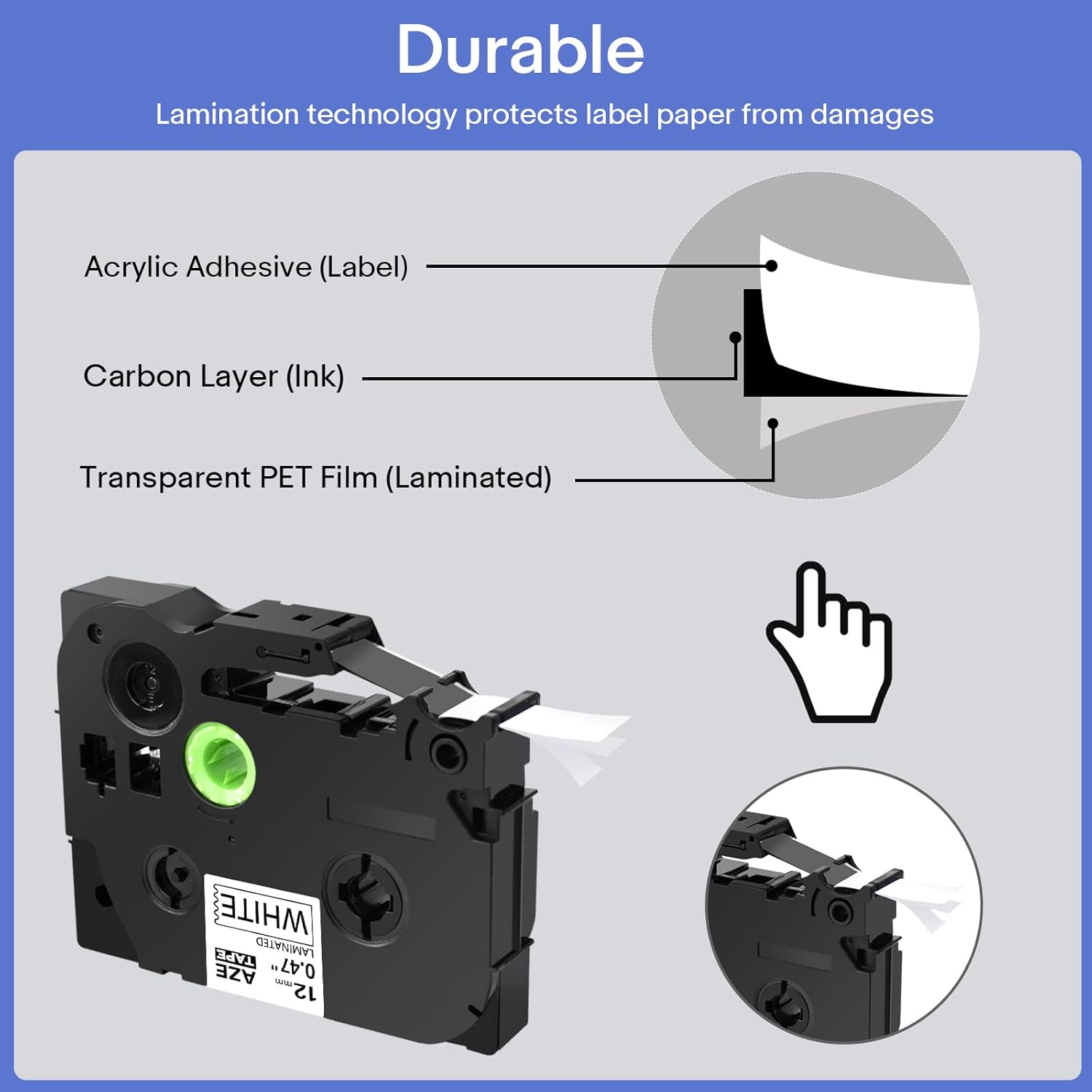 GREENCYCLE Compatible for Brother P-Touch TZe231 12mm 0.47" AZE Label Tape Cartridge Laminated Black on White Clear Red Blue Yellow Green Gold Silver for PT-D210 D200 PTD600 D400 D450 PTH110, 8 Pack - Image 4