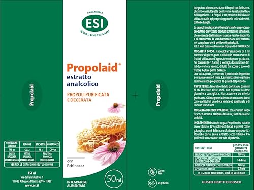 ESI - Propolaid Estratto Puro Analcolico, Integratore Alimentare di Propolis, Senza Glutine e Vegetariano, Liquido, 50 ml - Immagine 3