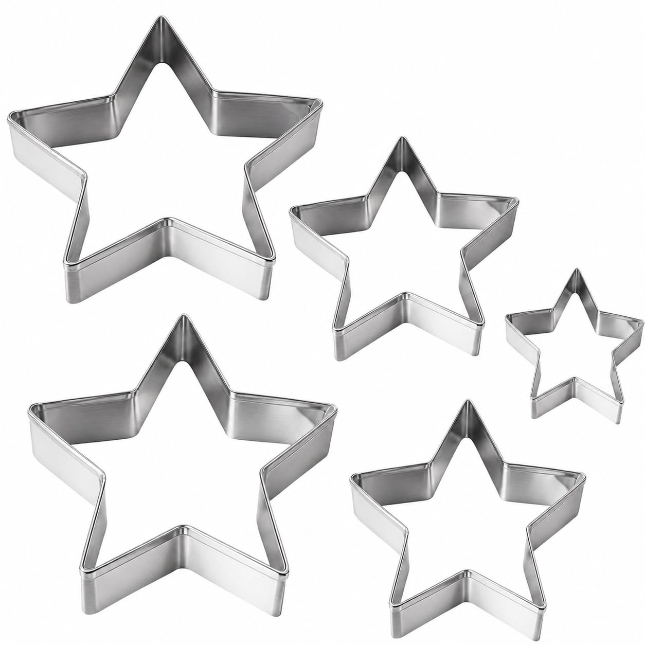 5 Pcs Star Cookie Cutter Set Stainless Steel Star Pastry Cutters for Baking