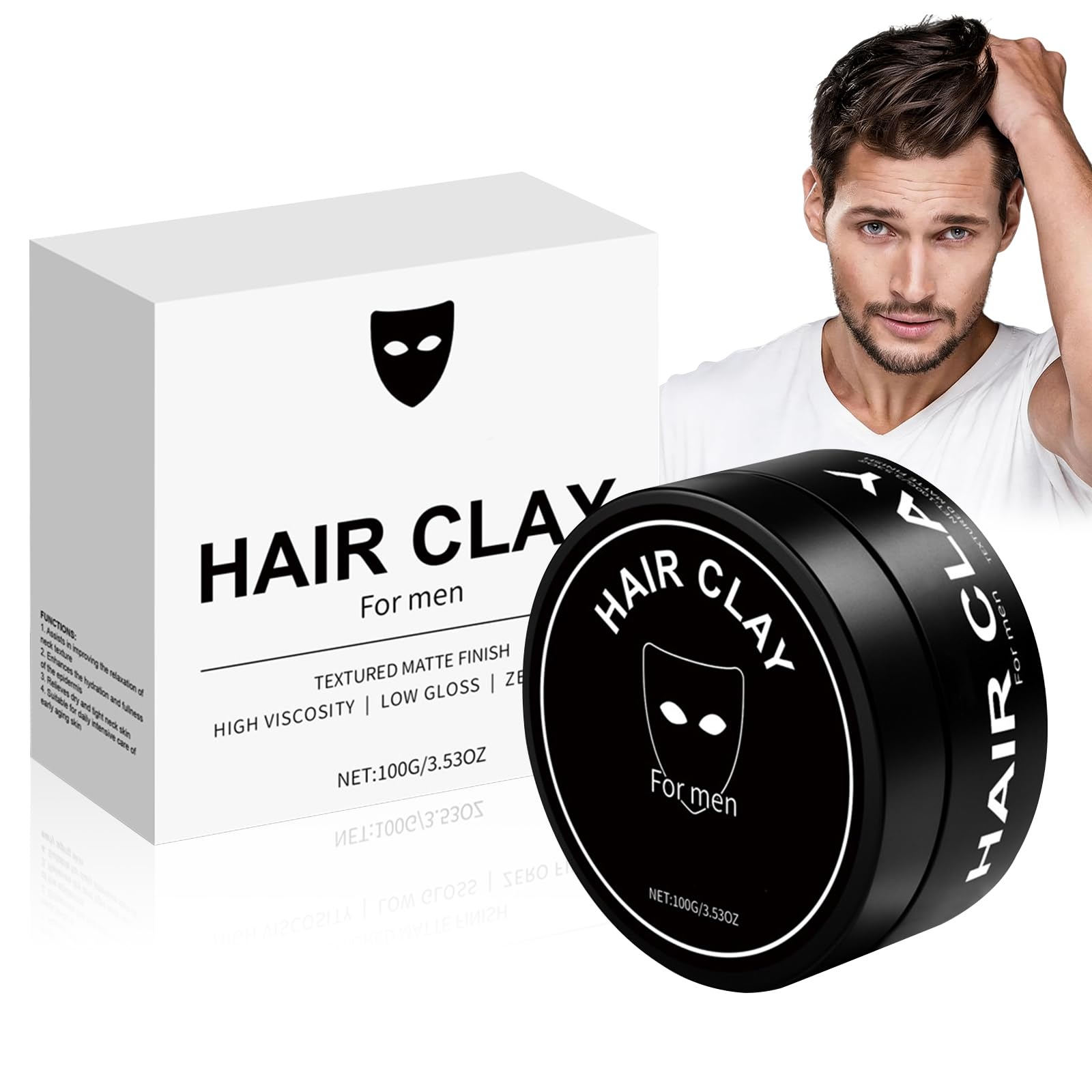 Cera Capelli Uomo 100g, Cera Capelli Uomo Opaca, Texture Paste | Argilla per Capelli, Crea Forme Naturali e Strutturate – Tenuta Super Forte – Formula Delicata