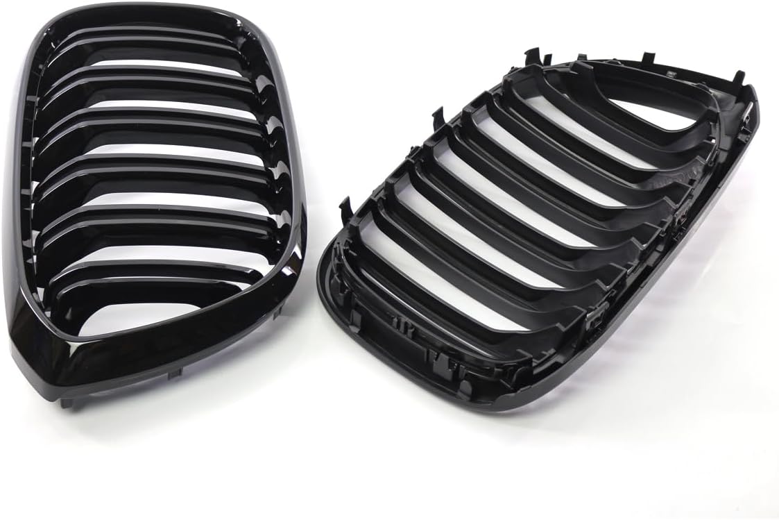 GSRECY X3 G01 Grille, Gloss Black Double Slats Kidney Grille Grill Compatible with BMW 2018-2021 X3 G01 2019-2021 X4 G02
