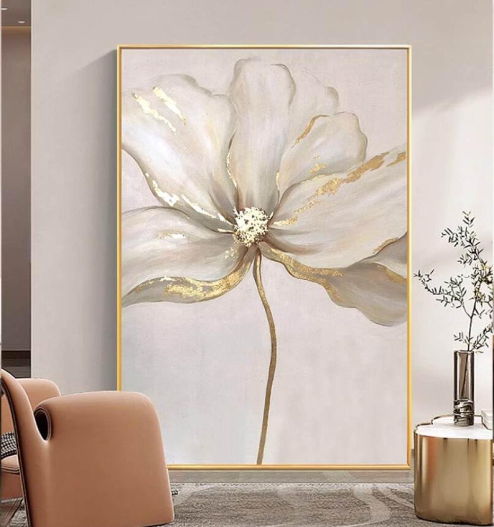 Peinture à l'huile fleurs abstraites tableau fait main pour salon cosy