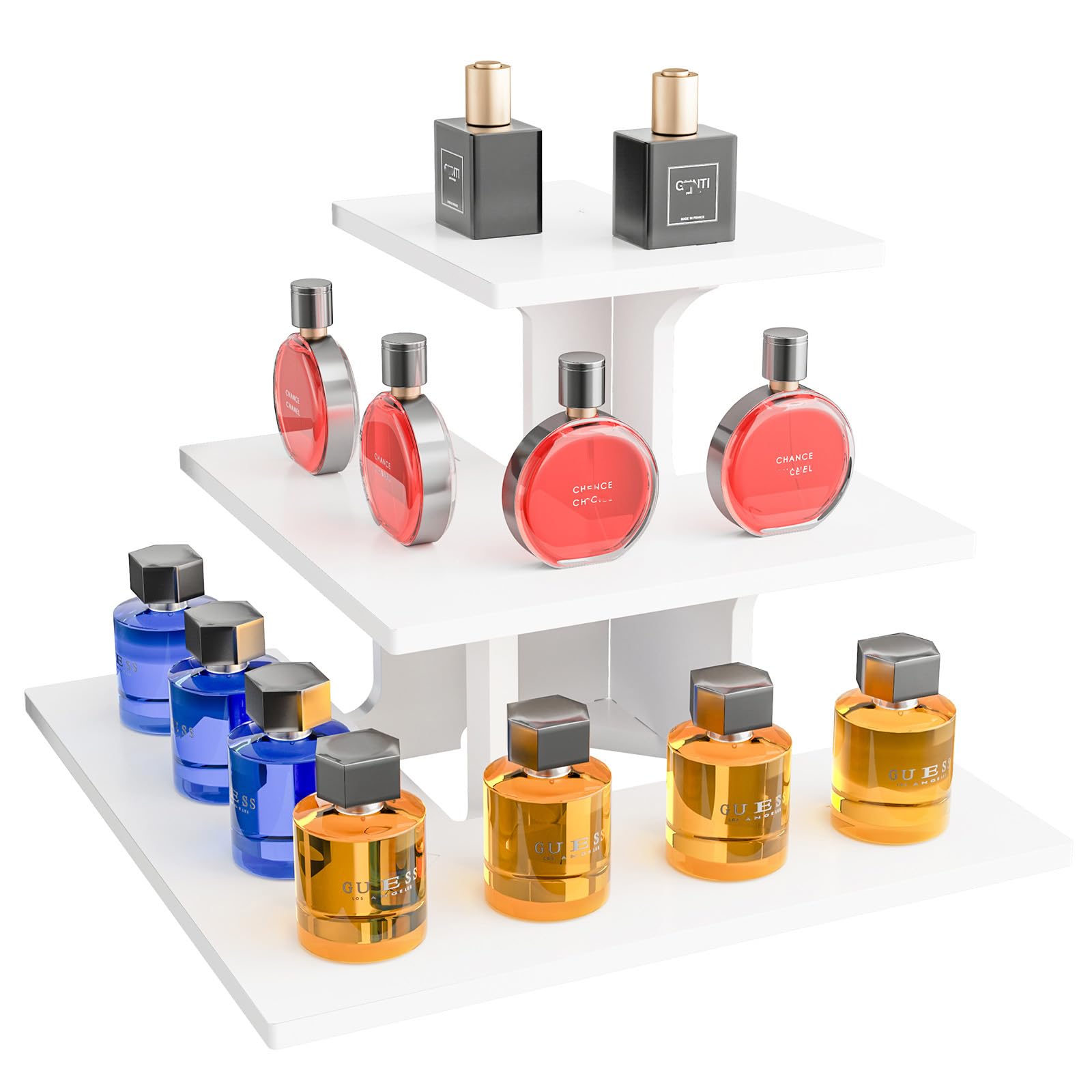 WEITELAI 3 Tiers Farmers Market Stand, Display Stand Portable for Store White Display Stands for Vendor events, Cupcake, Candles, Glasses, Jewellery, Display Shelves for Vendors