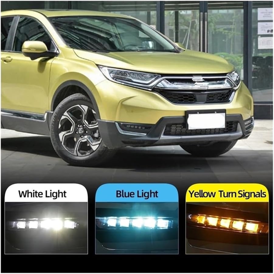 2PCS Compatible for Honda CR-V 2017 2018 Car DRL Fog lamp LED Daytime Running Light with Turn Signal Style Rela(White,Model C)