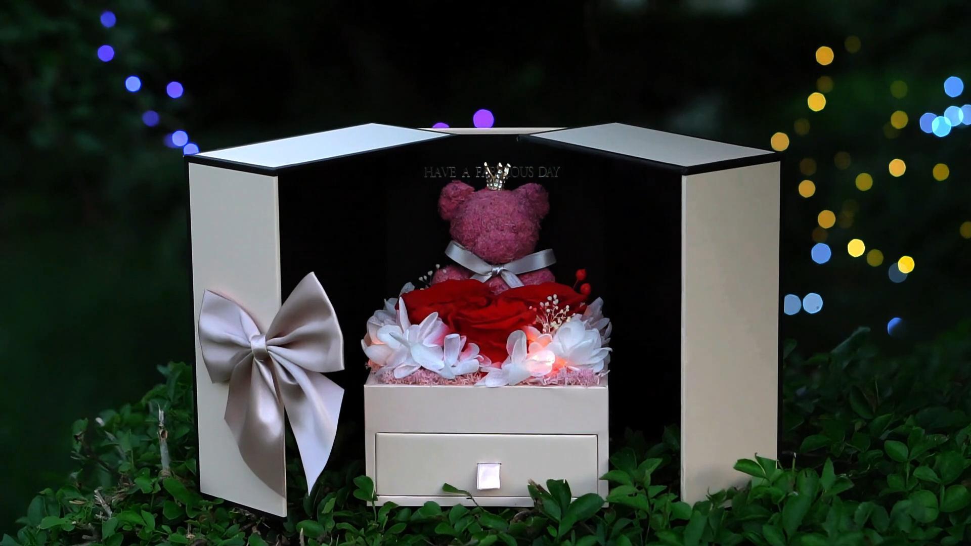 Joollurm Roses Éternelles Noires Avec Tige - Cadeau Fleurs Conservées Pour Femme, Anniversaire & Saint-Valentin